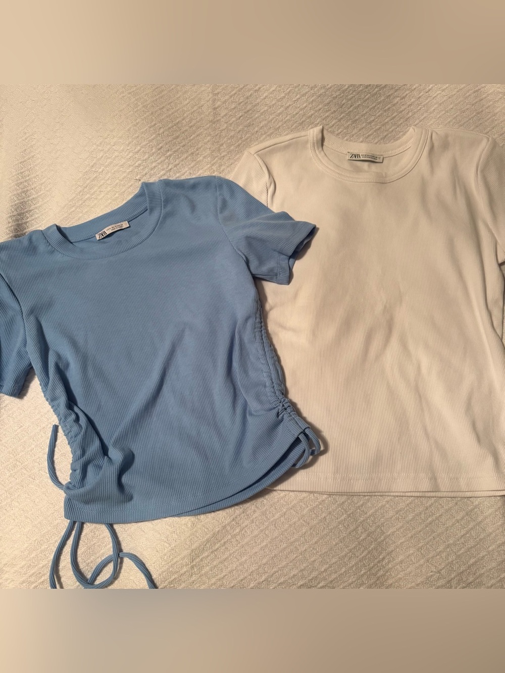 Zara Ribbed Short-Sleeve bundle - Light Blue & White